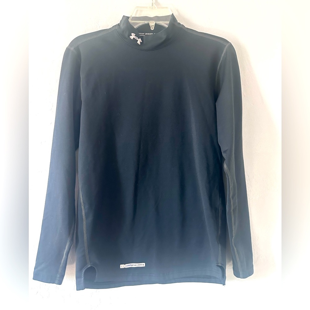 UNDER ARMOUR ColdGear Fitted Mock Neck Men’s Black Long Sleeve Shirt Size Small